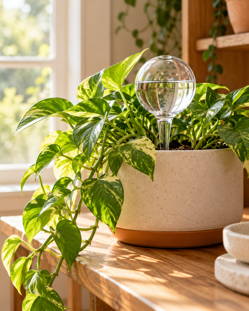 Yorenella Glass Self-Watering Globe natural home scene