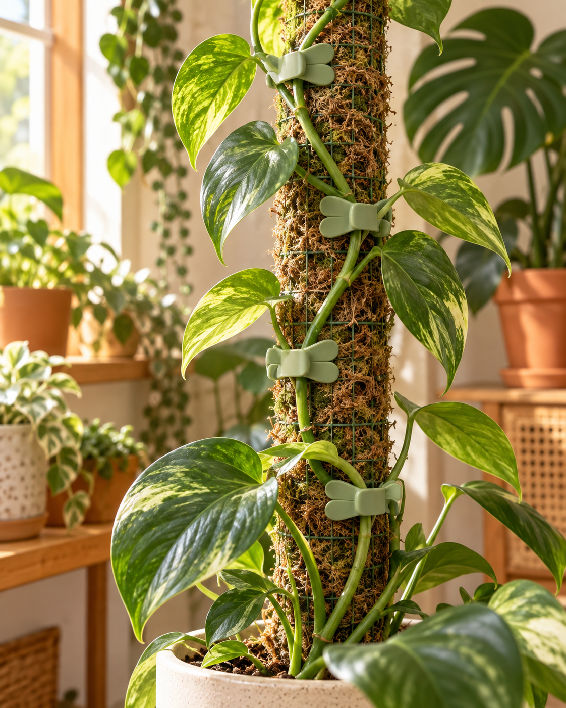 Yorenella Reusable Plant Support Clips Set natural home scene