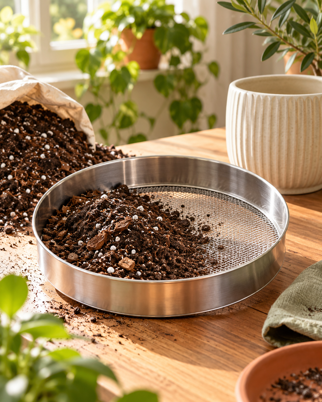 Yorenella Stainless Steel Soil Sieve natural home scene