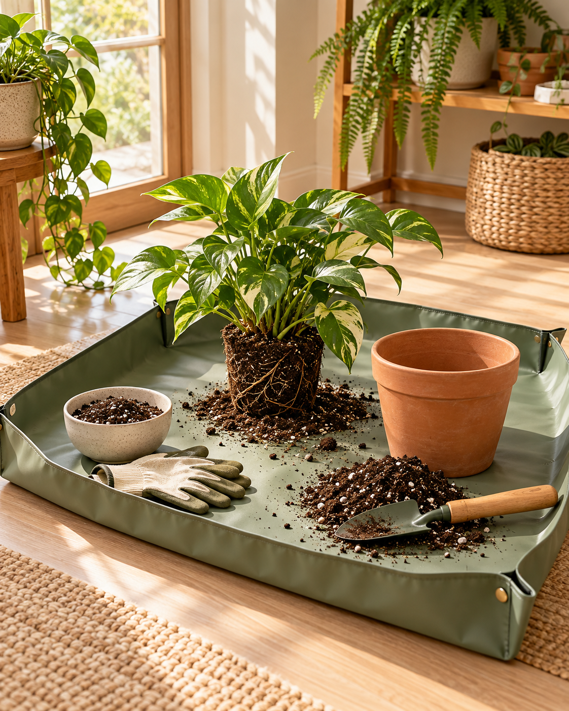 Yorenella Waterproof Indoor Repotting Mat natural home scene